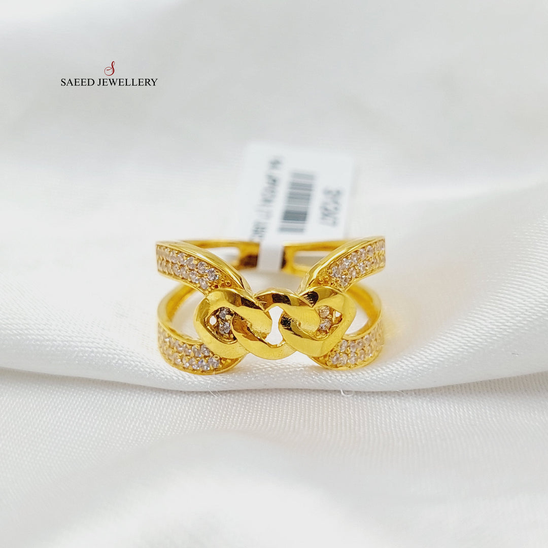 21K خاتم اكس مرصع-مجوهرات الشيخ سعيد-Saeed Jewelry 