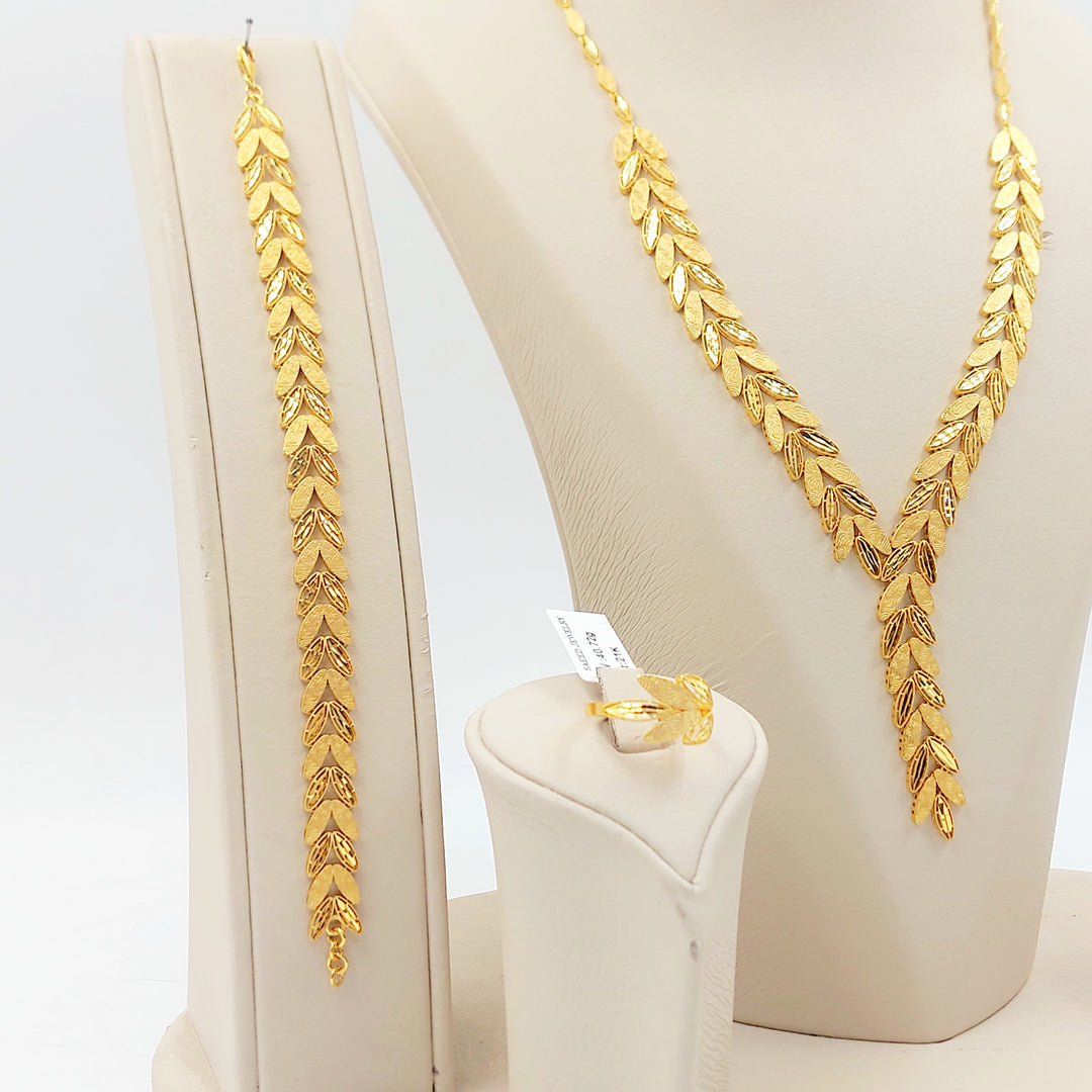 21K طقم ورق الشجر اكسترا-مجوهرات الشيخ سعيد-Saeed Jewelry 