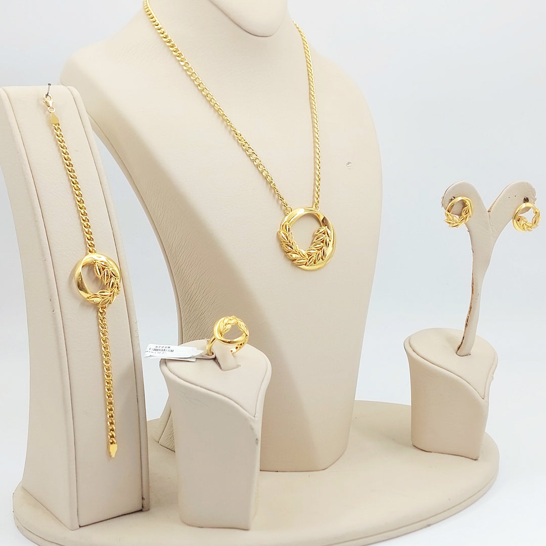 21K طقم ورق الشجر اكسترا-مجوهرات الشيخ سعيد-Saeed Jewelry 