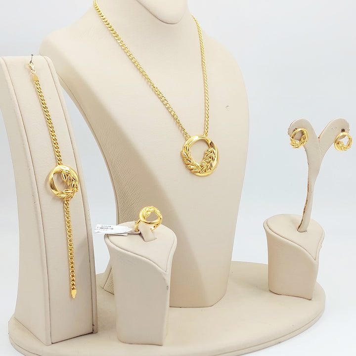 21K طقم ورق الشجر اكسترا-مجوهرات الشيخ سعيد-Saeed Jewelry 