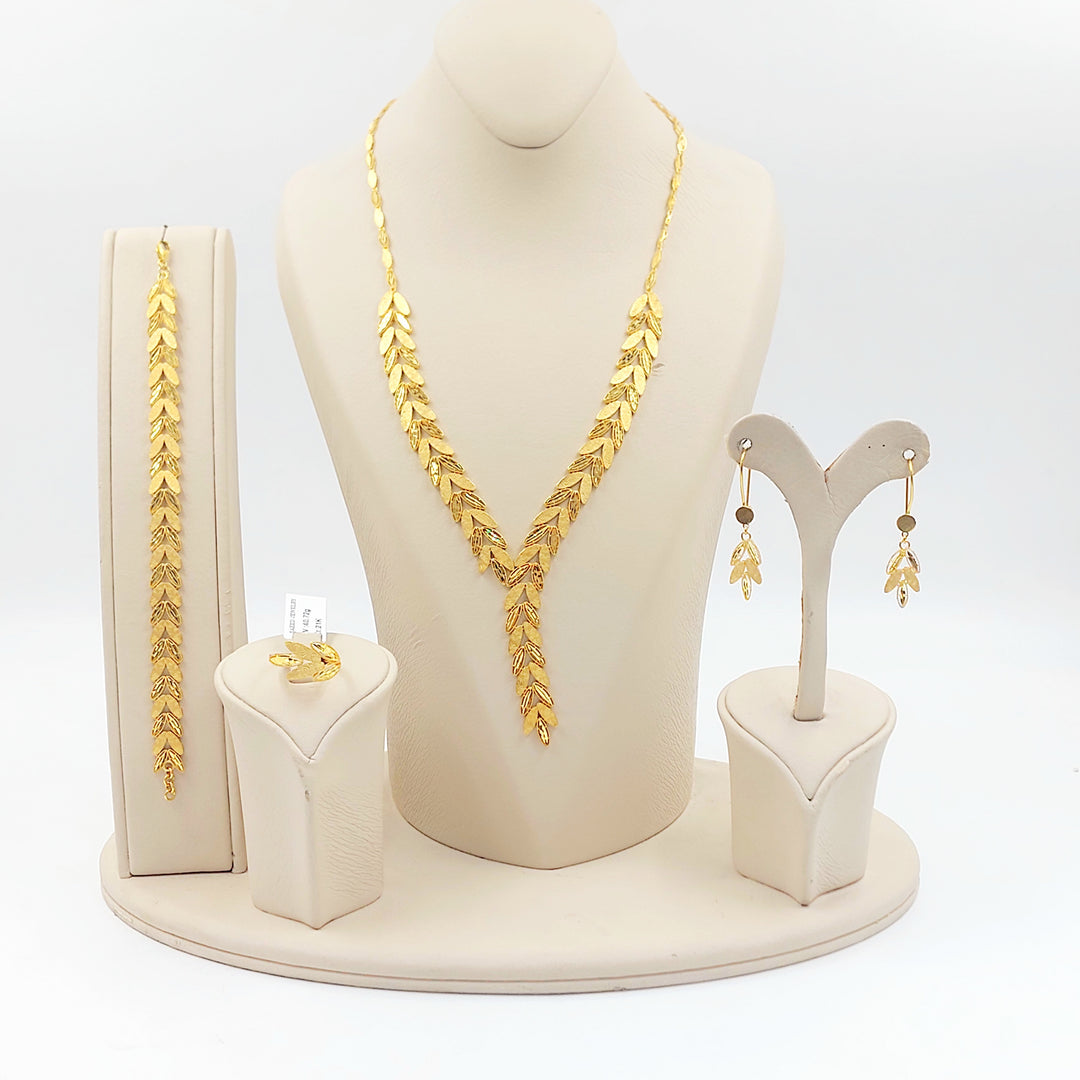 21K طقم ورق الشجر اكسترا-مجوهرات الشيخ سعيد-Saeed Jewelry 