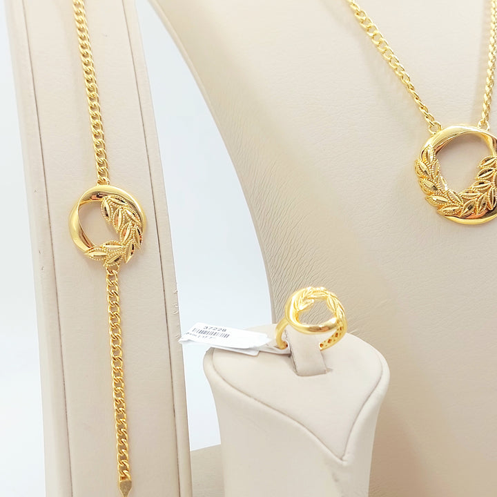 21K طقم ورق الشجر اكسترا-مجوهرات الشيخ سعيد-Saeed Jewelry 