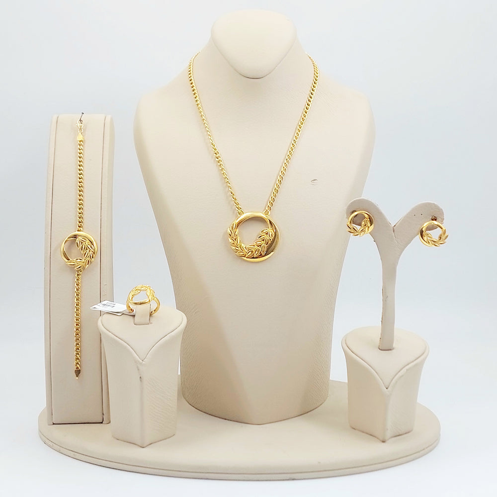 21K طقم ورق الشجر اكسترا-مجوهرات الشيخ سعيد-Saeed Jewelry 