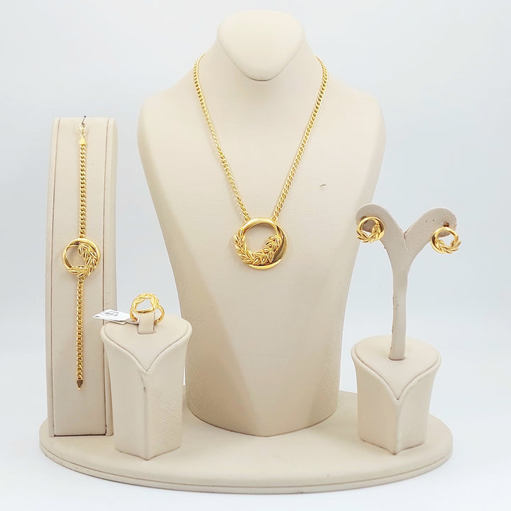 21K طقم ورق الشجر اكسترا-مجوهرات الشيخ سعيد-Saeed Jewelry 