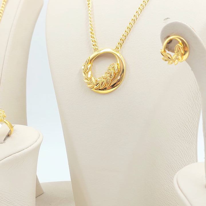 21K طقم ورق الشجر اكسترا-مجوهرات الشيخ سعيد-Saeed Jewelry 