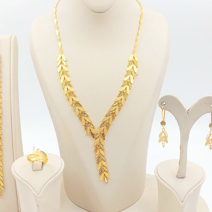 21K طقم ورق الشجر اكسترا-مجوهرات الشيخ سعيد-Saeed Jewelry 