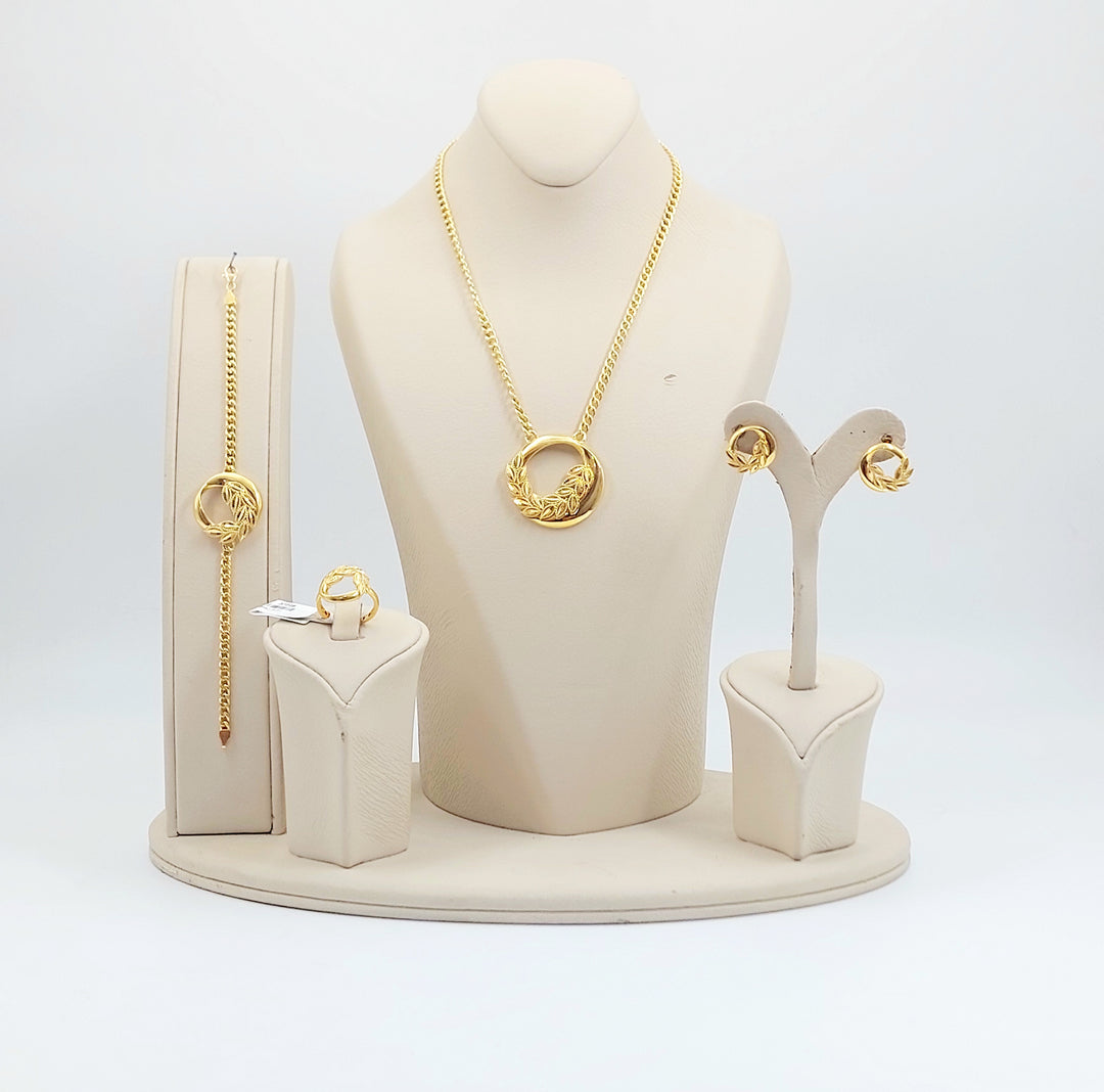 21K طقم ورق الشجر اكسترا-مجوهرات الشيخ سعيد-Saeed Jewelry 