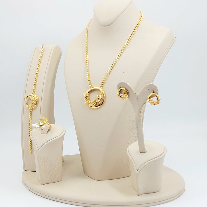 21K طقم ورق الشجر اكسترا-مجوهرات الشيخ سعيد-Saeed Jewelry 