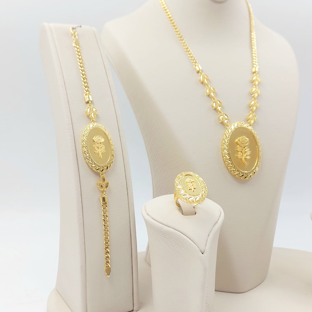 21K طقم اونصه ورق الشجر-مجوهرات الشيخ سعيد-Saeed Jewelry 