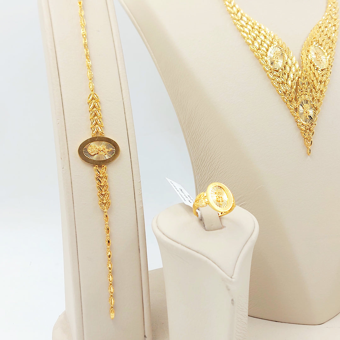 21K طقم ورق الشجر اونصه-مجوهرات الشيخ سعيد-Saeed Jewelry 