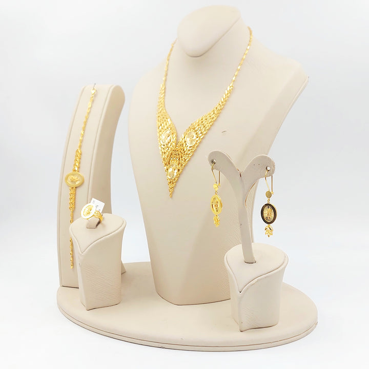 21K طقم ورق الشجر اونصه-مجوهرات الشيخ سعيد-Saeed Jewelry 