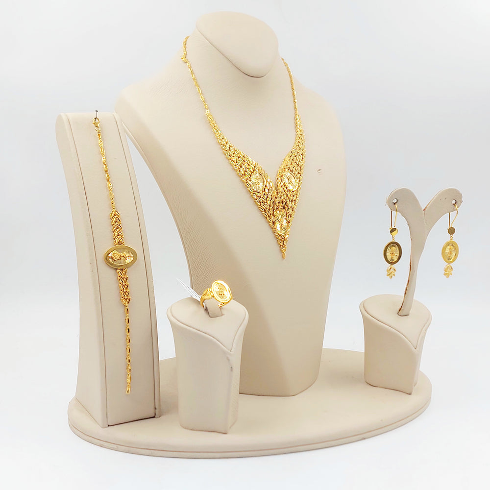 21K طقم ورق الشجر اونصه-مجوهرات الشيخ سعيد-Saeed Jewelry 