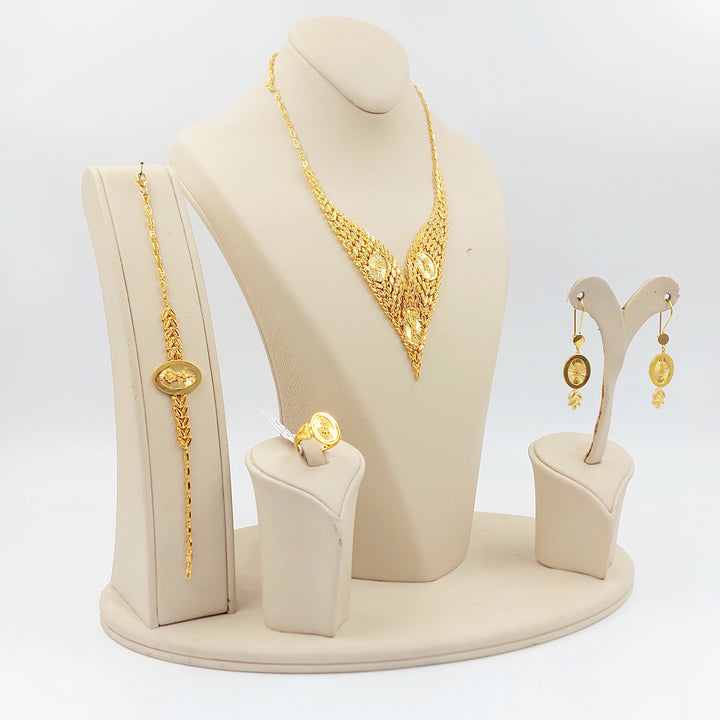 21K طقم ورق الشجر اونصه-مجوهرات الشيخ سعيد-Saeed Jewelry 