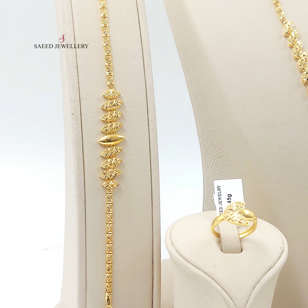 21K طقم نقش سادة-مجوهرات الشيخ سعيد-Saeed Jewelry 