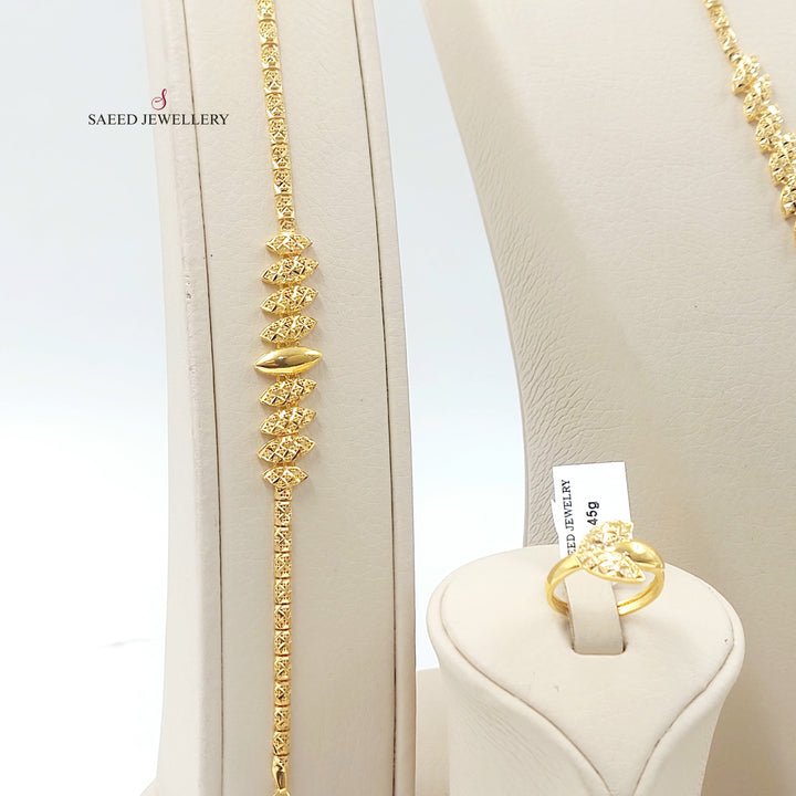 21K طقم نقش سادة-مجوهرات الشيخ سعيد-Saeed Jewelry 