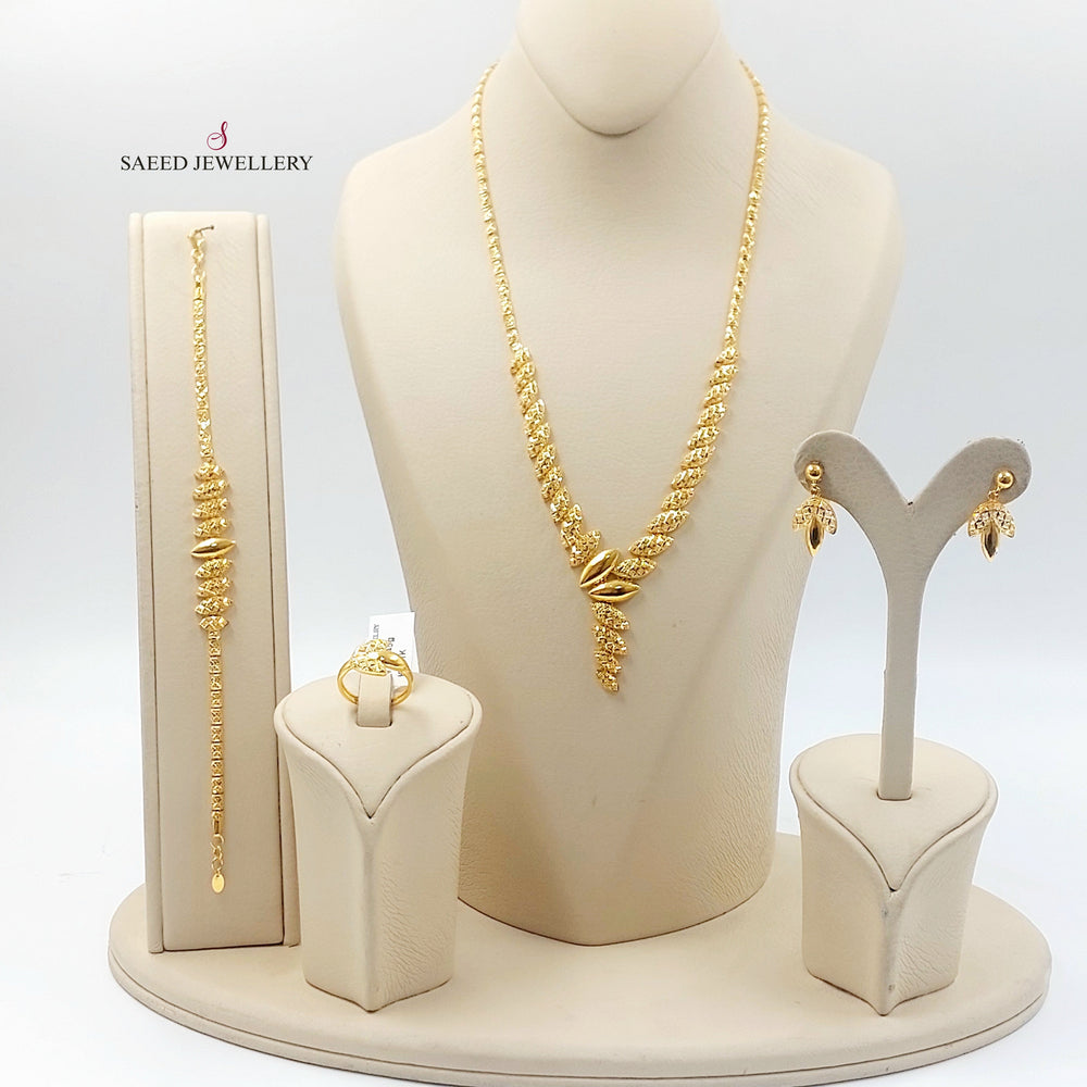 21K طقم نقش سادة-مجوهرات الشيخ سعيد-Saeed Jewelry 