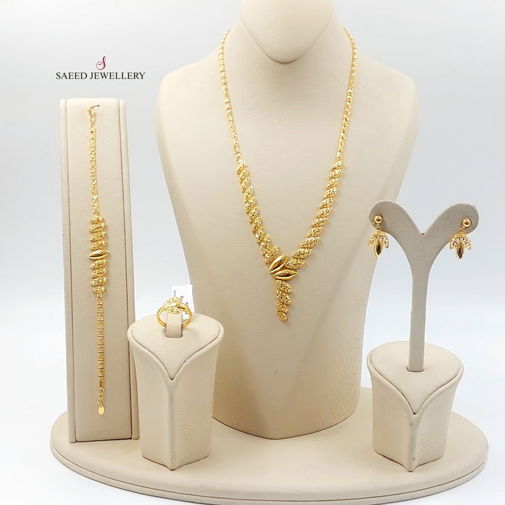 21K طقم نقش سادة-مجوهرات الشيخ سعيد-Saeed Jewelry 