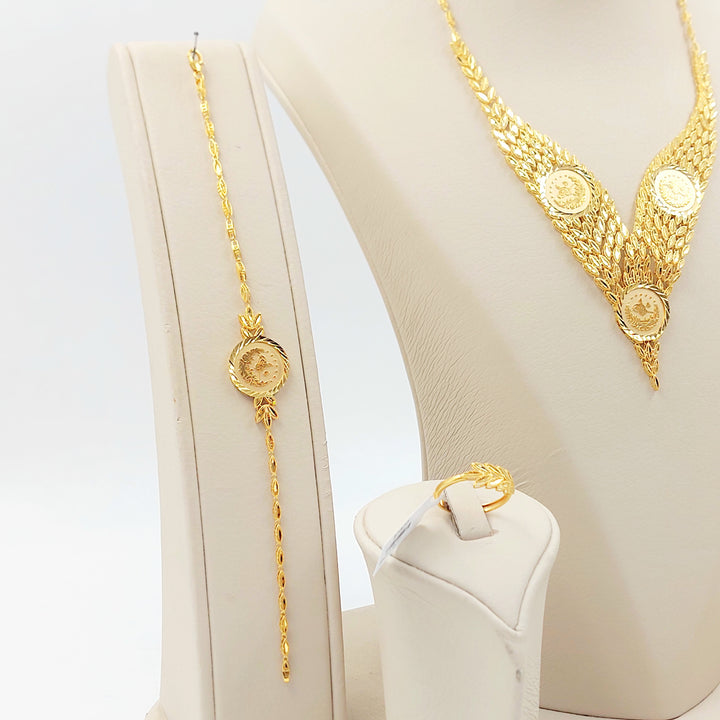 21K طقم ورق الشجر رشادي-مجوهرات الشيخ سعيد-Saeed Jewelry 