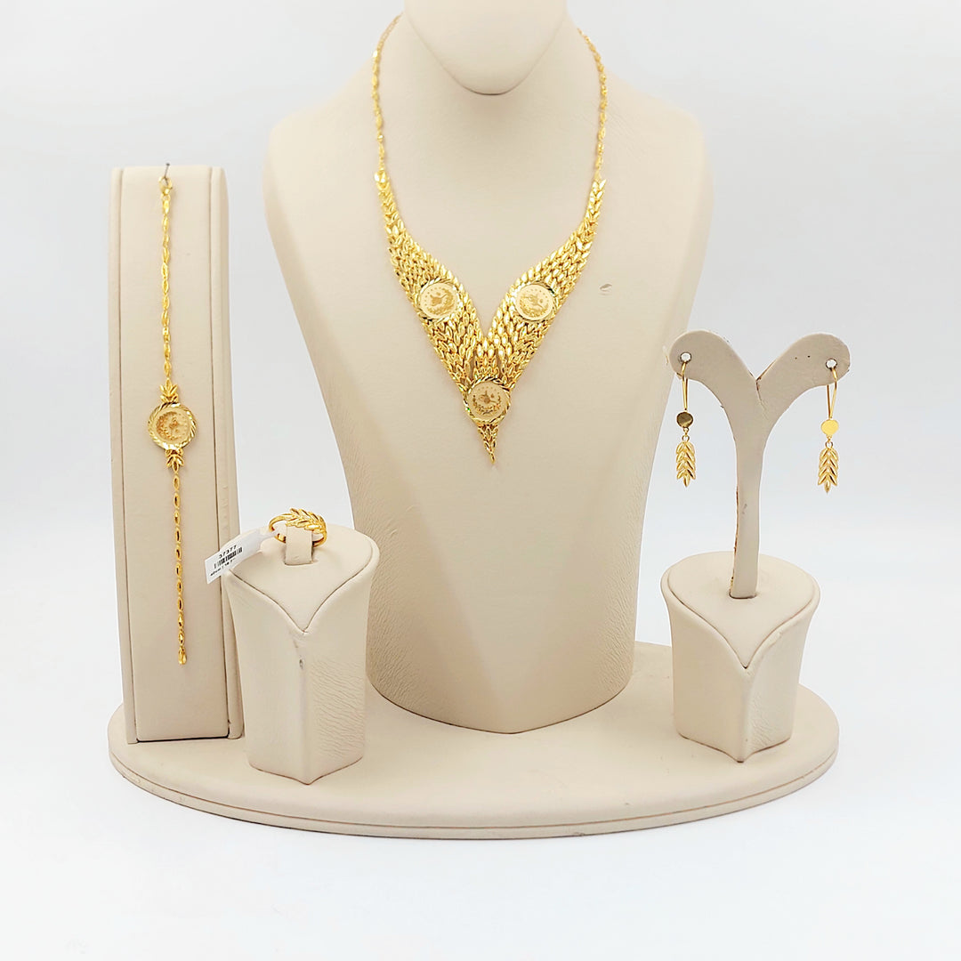 21K طقم ورق الشجر رشادي-مجوهرات الشيخ سعيد-Saeed Jewelry 