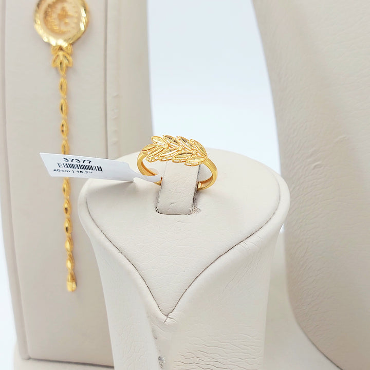 21K طقم ورق الشجر رشادي-مجوهرات الشيخ سعيد-Saeed Jewelry 