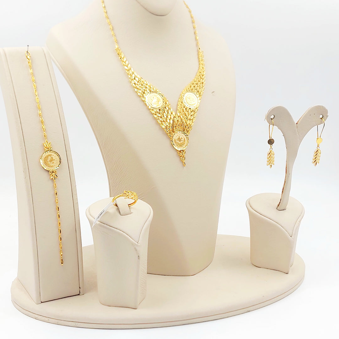 21K طقم ورق الشجر رشادي-مجوهرات الشيخ سعيد-Saeed Jewelry 