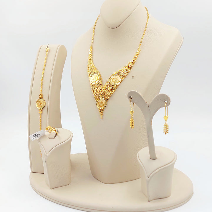 21K طقم ورق الشجر رشادي-مجوهرات الشيخ سعيد-Saeed Jewelry 