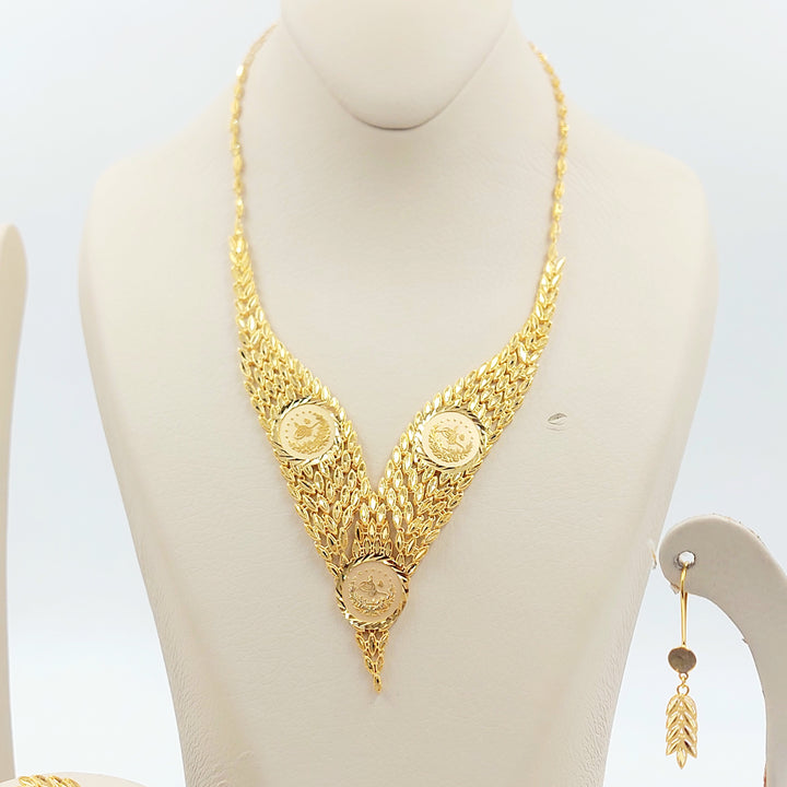 21K طقم ورق الشجر رشادي-مجوهرات الشيخ سعيد-Saeed Jewelry 