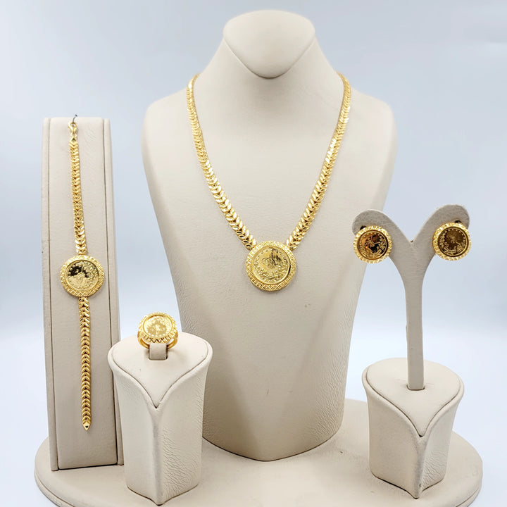 21K طقم ورق الشجر رشادي-مجوهرات الشيخ سعيد-Saeed Jewelry 