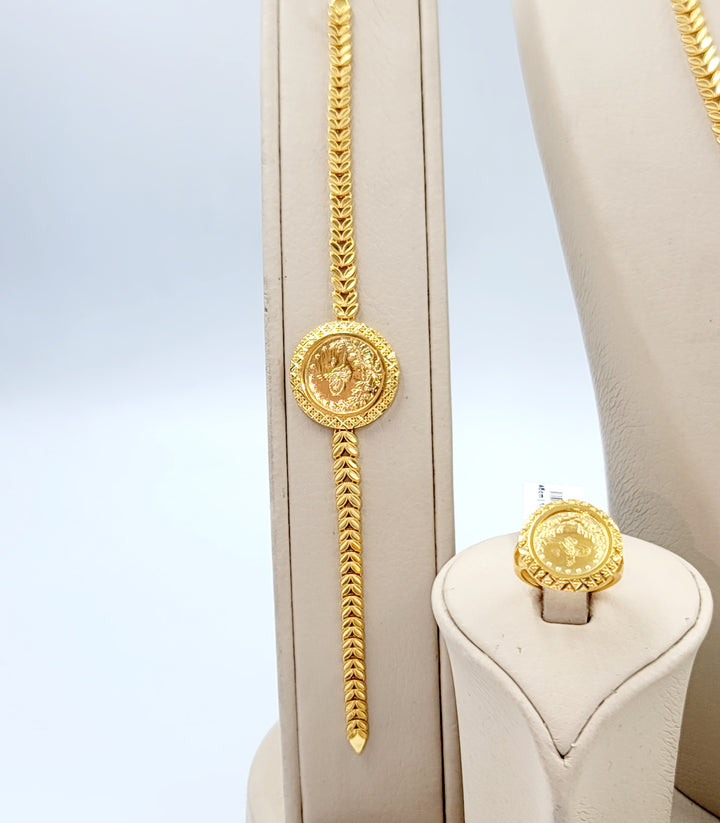 21K طقم ورق الشجر رشادي-مجوهرات الشيخ سعيد-Saeed Jewelry 