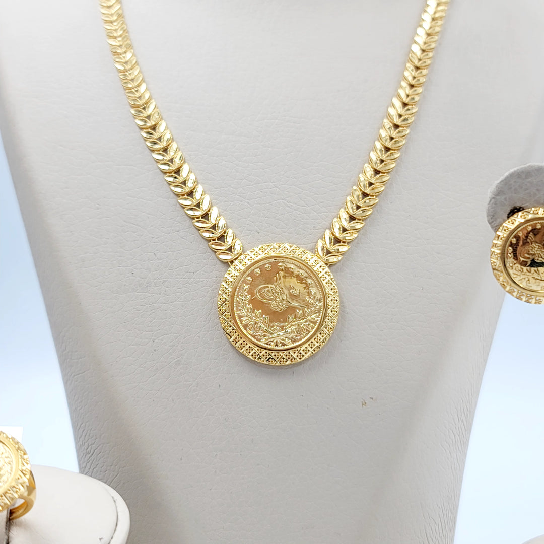 21K طقم ورق الشجر رشادي-مجوهرات الشيخ سعيد-Saeed Jewelry 