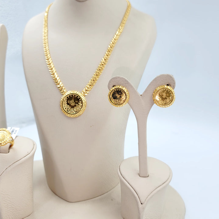 21K طقم ورق الشجر رشادي-مجوهرات الشيخ سعيد-Saeed Jewelry 