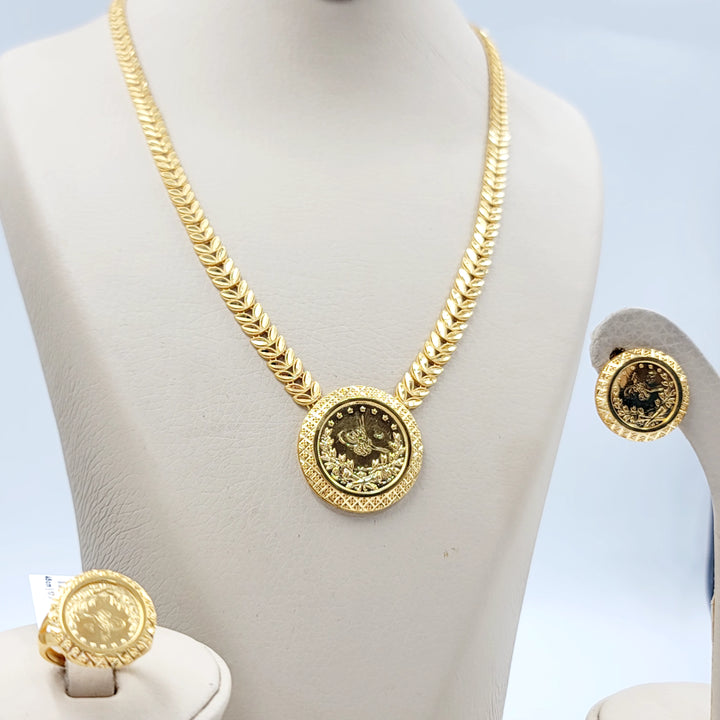 21K طقم ورق الشجر رشادي-مجوهرات الشيخ سعيد-Saeed Jewelry 