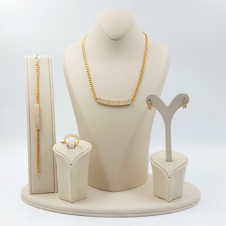 21K طقم جنزير مرصع-مجوهرات الشيخ سعيد-Saeed Jewelry 