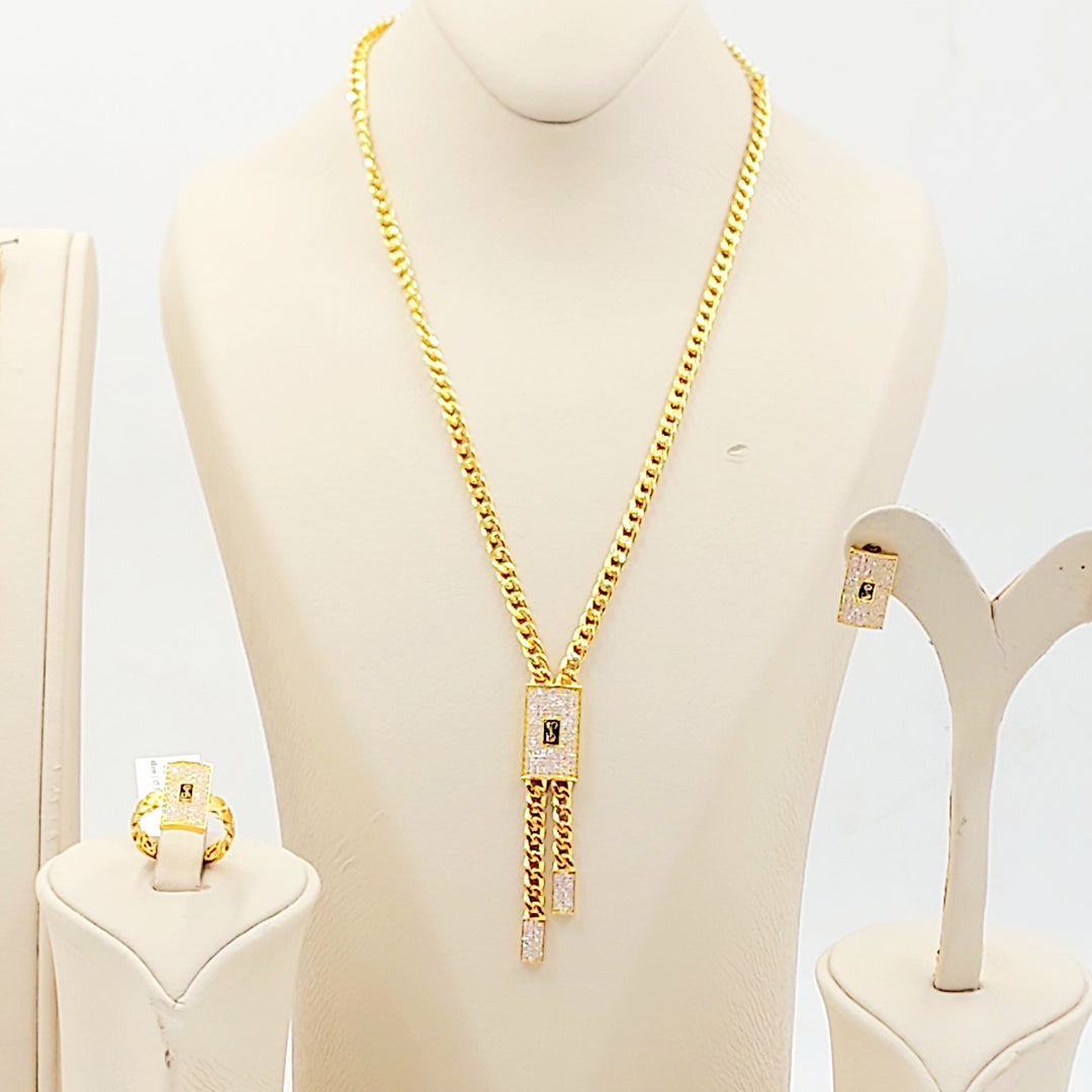 21K طقم جنزير مرصع-مجوهرات الشيخ سعيد-Saeed Jewelry 