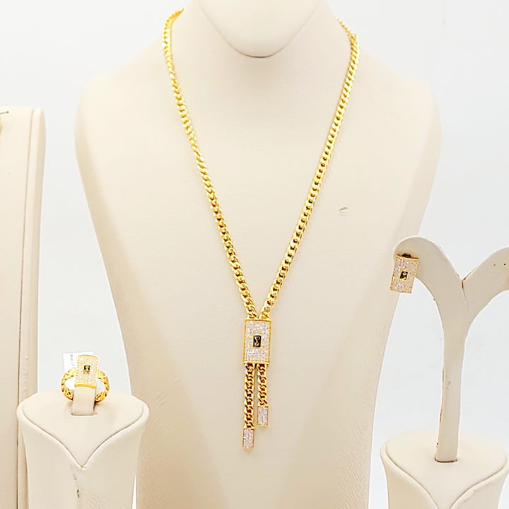 21K طقم جنزير مرصع-مجوهرات الشيخ سعيد-Saeed Jewelry 