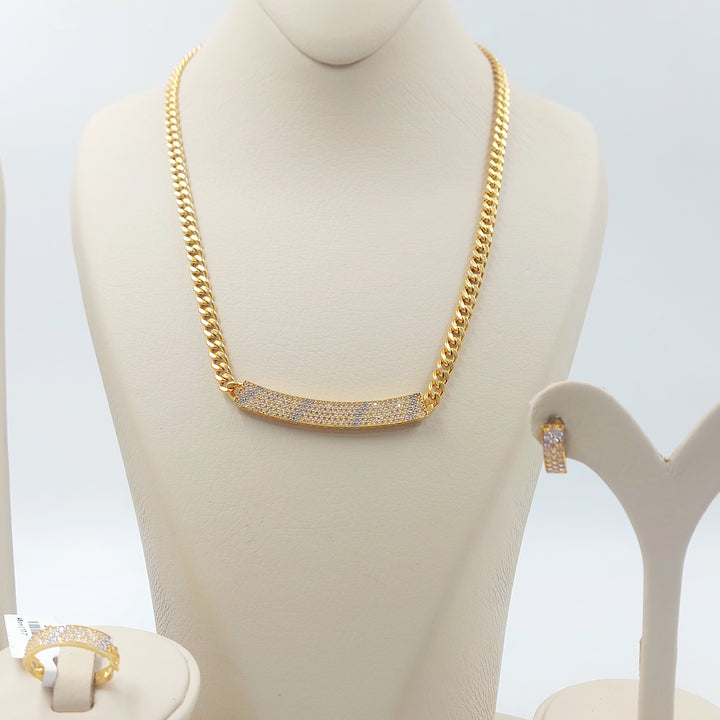 21K طقم جنزير مرصع-مجوهرات الشيخ سعيد-Saeed Jewelry 
