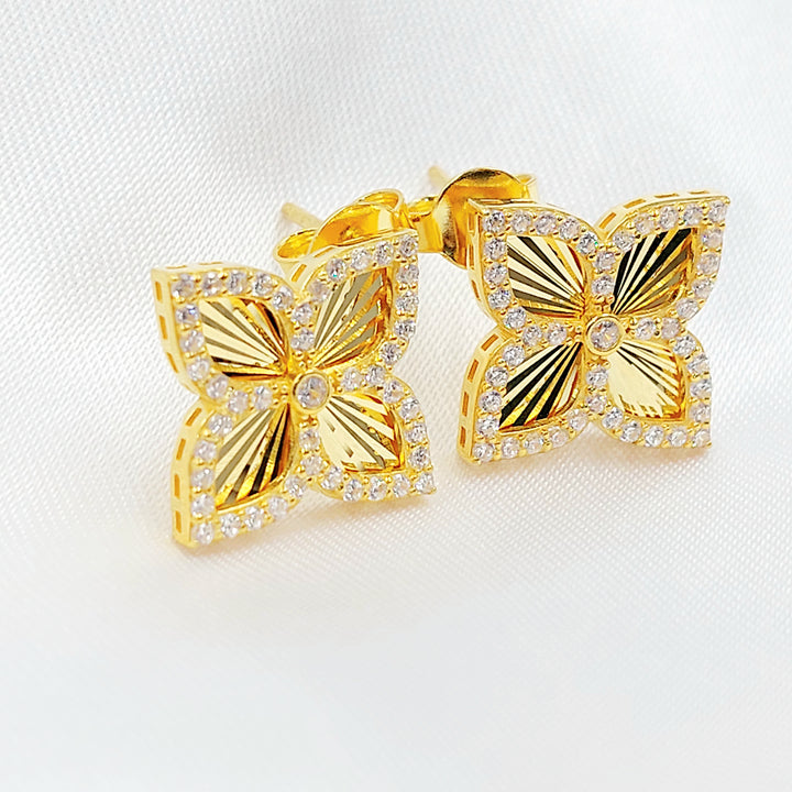 21K طقم وردة مرصع-مجوهرات الشيخ سعيد-Saeed Jewelry 