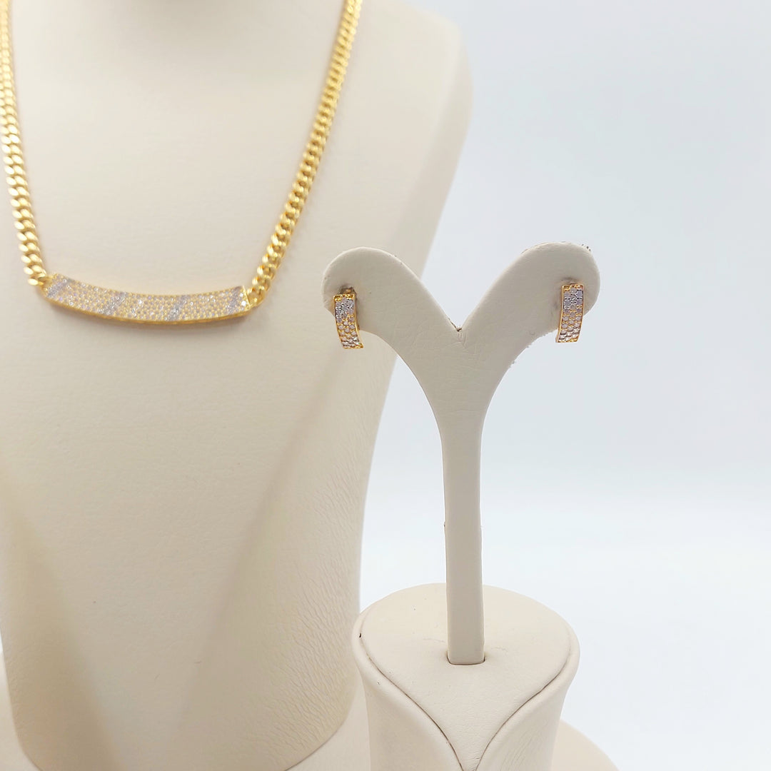 21K طقم جنزير مرصع-مجوهرات الشيخ سعيد-Saeed Jewelry 