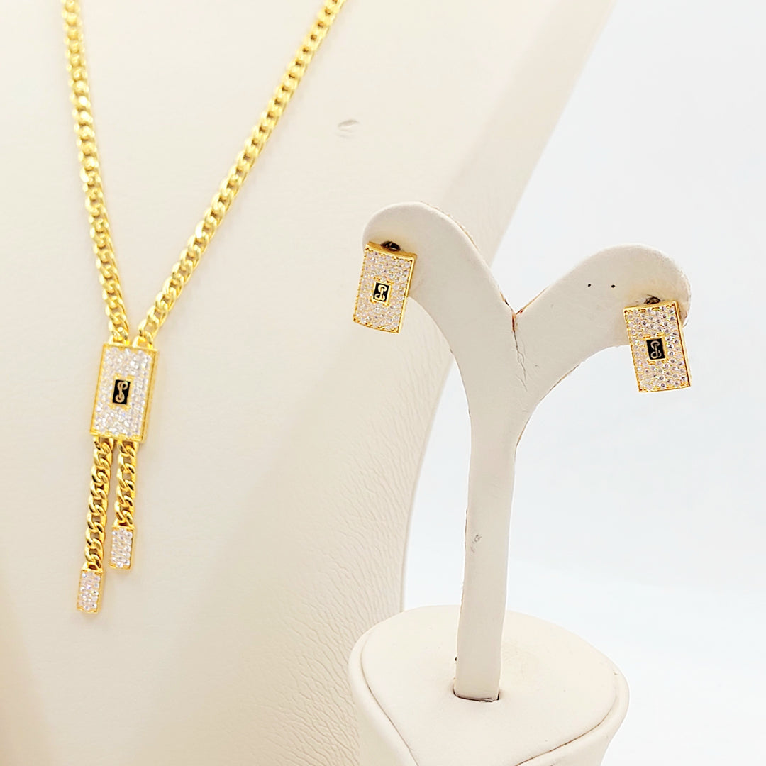 21K طقم جنزير مرصع-مجوهرات الشيخ سعيد-Saeed Jewelry 