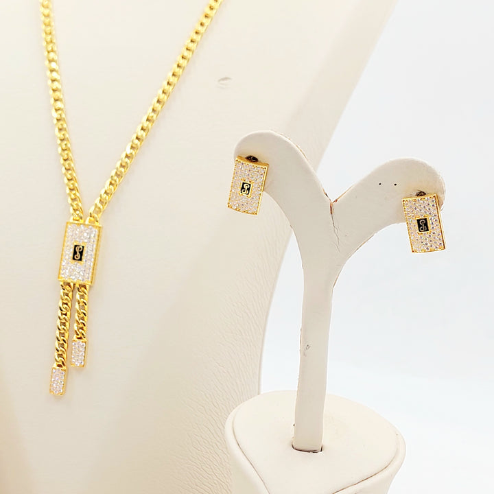 21K طقم جنزير مرصع-مجوهرات الشيخ سعيد-Saeed Jewelry 