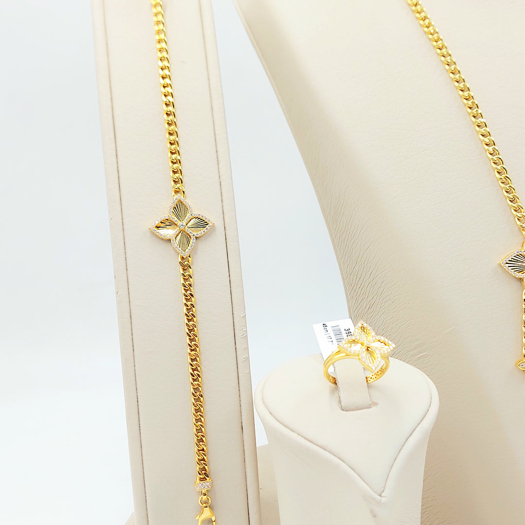 21K طقم وردة مرصع-مجوهرات الشيخ سعيد-Saeed Jewelry 