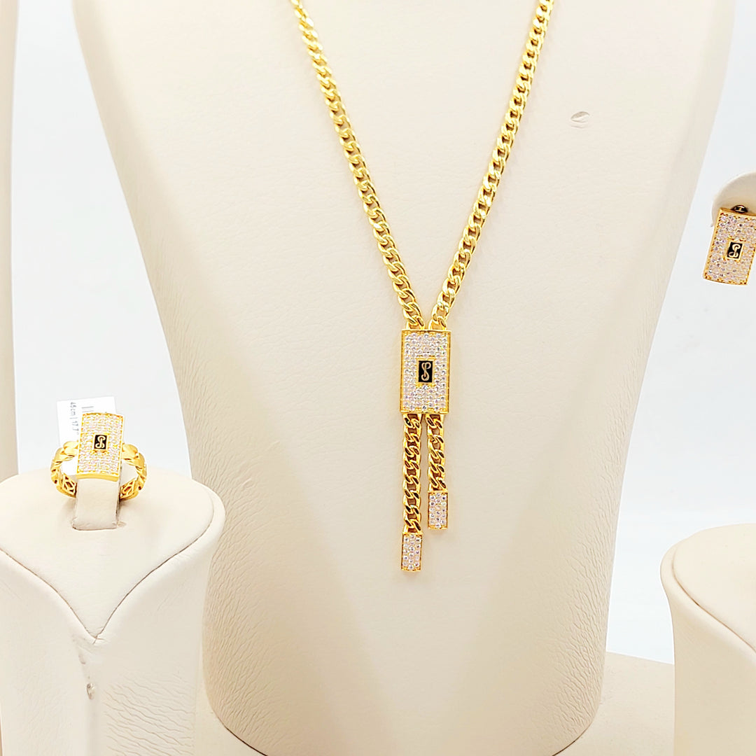 21K طقم جنزير مرصع-مجوهرات الشيخ سعيد-Saeed Jewelry 