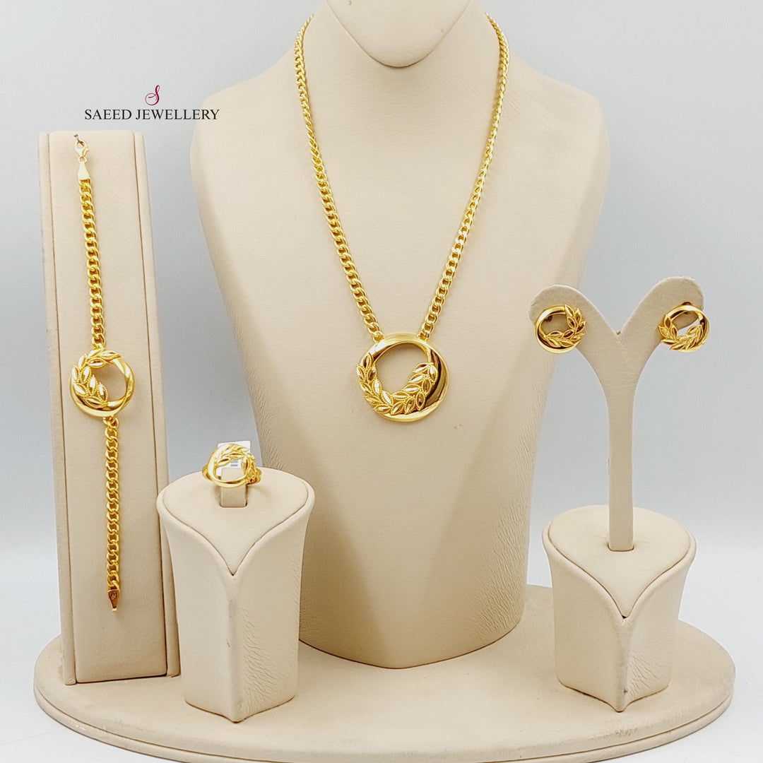 21K طقم ورق الشجر اكسترا-مجوهرات الشيخ سعيد-Saeed Jewelry 
