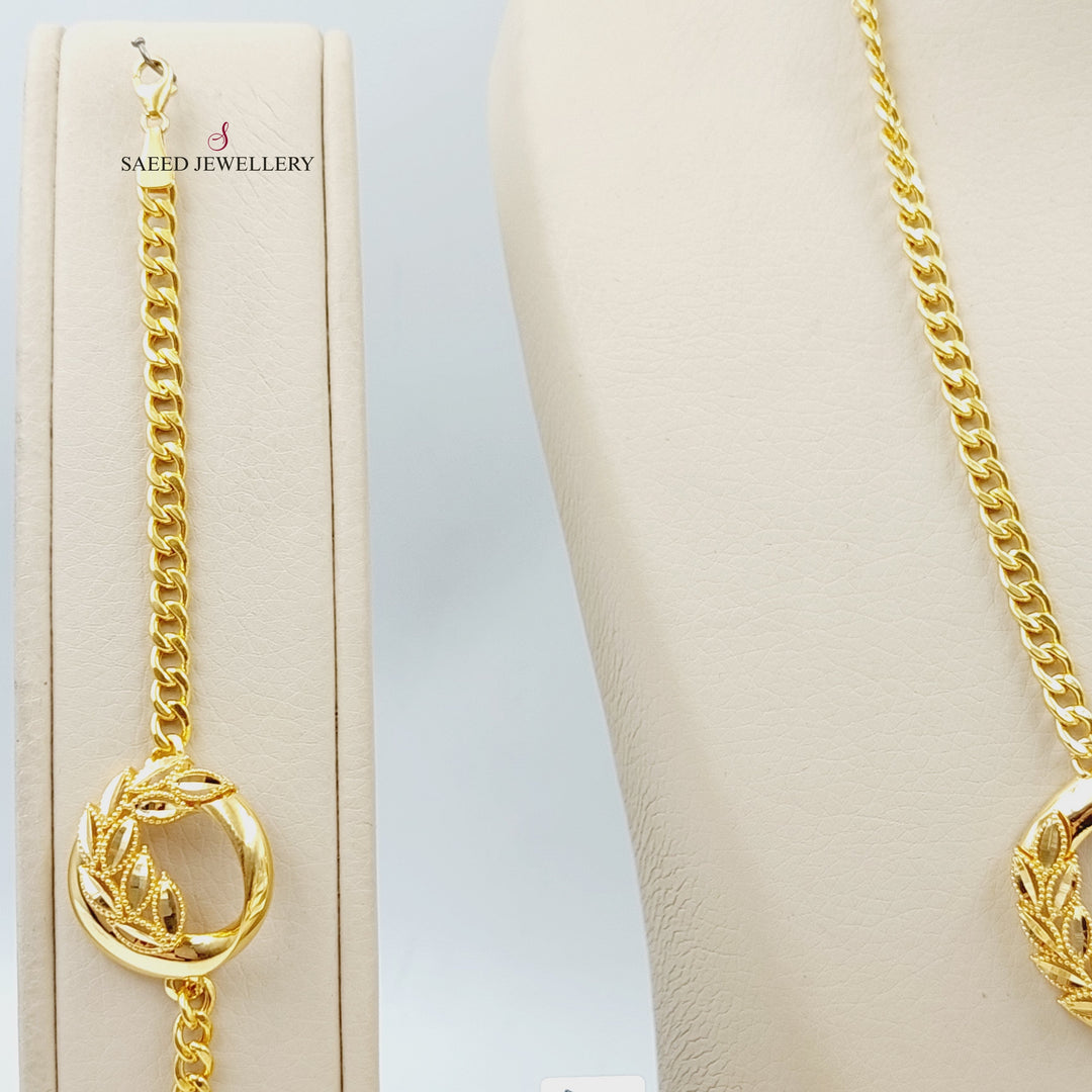 21K طقم ورق الشجر اكسترا-مجوهرات الشيخ سعيد-Saeed Jewelry 