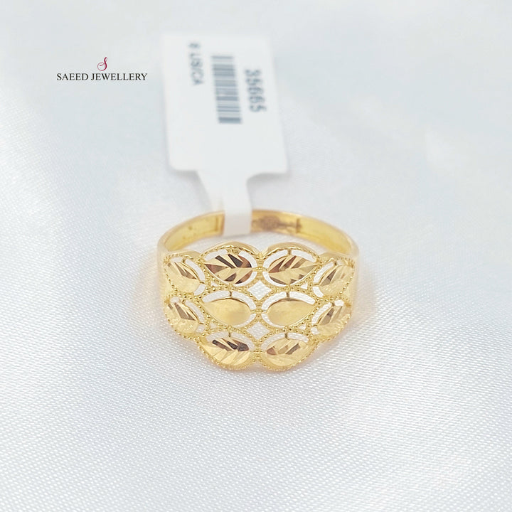 21K خاتم ورق الشخر-مجوهرات الشيخ سعيد-Saeed Jewelry 