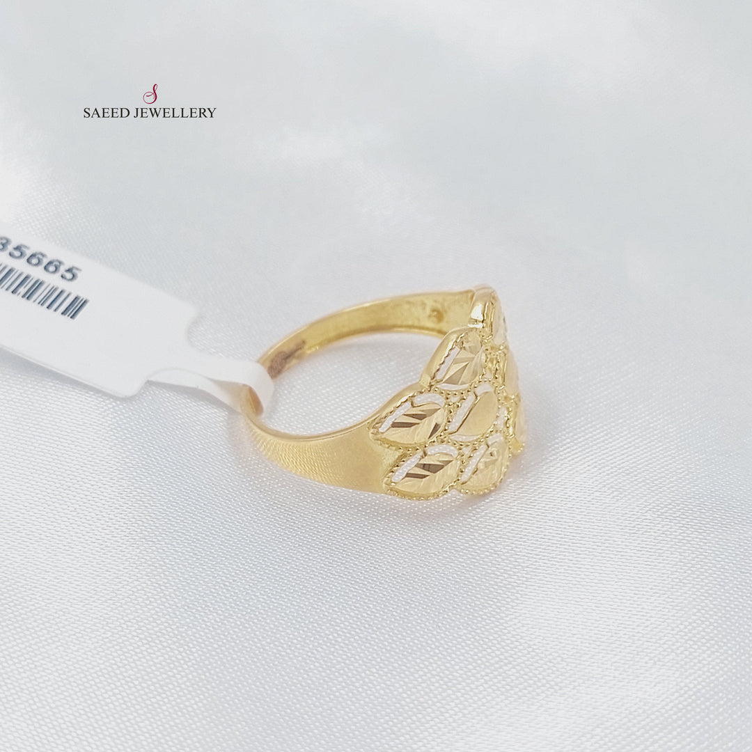 21K خاتم ورق الشخر-مجوهرات الشيخ سعيد-Saeed Jewelry 