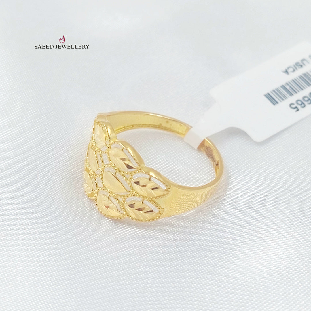 21K خاتم ورق الشخر-مجوهرات الشيخ سعيد-Saeed Jewelry 