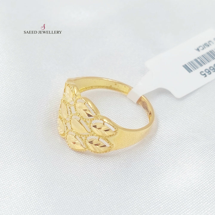 21K خاتم ورق الشخر-مجوهرات الشيخ سعيد-Saeed Jewelry 