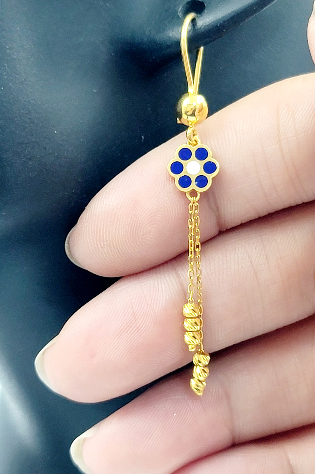 21K حلق وردة مينا-مجوهرات الشيخ سعيد-Saeed Jewelry 