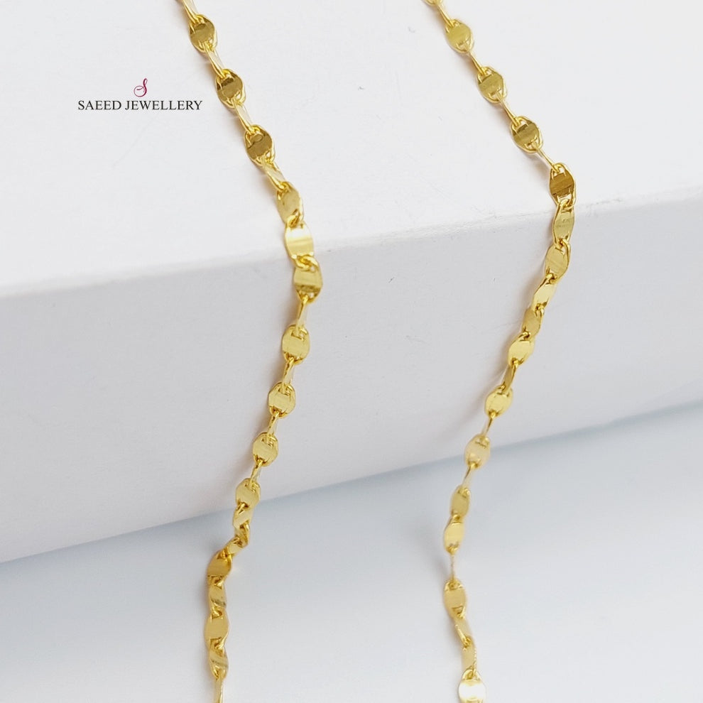 (2.5mm) Blades Chain 45cm | 17.7" Made Of 21K Yellow Gold by Saeed Jewelry-30701